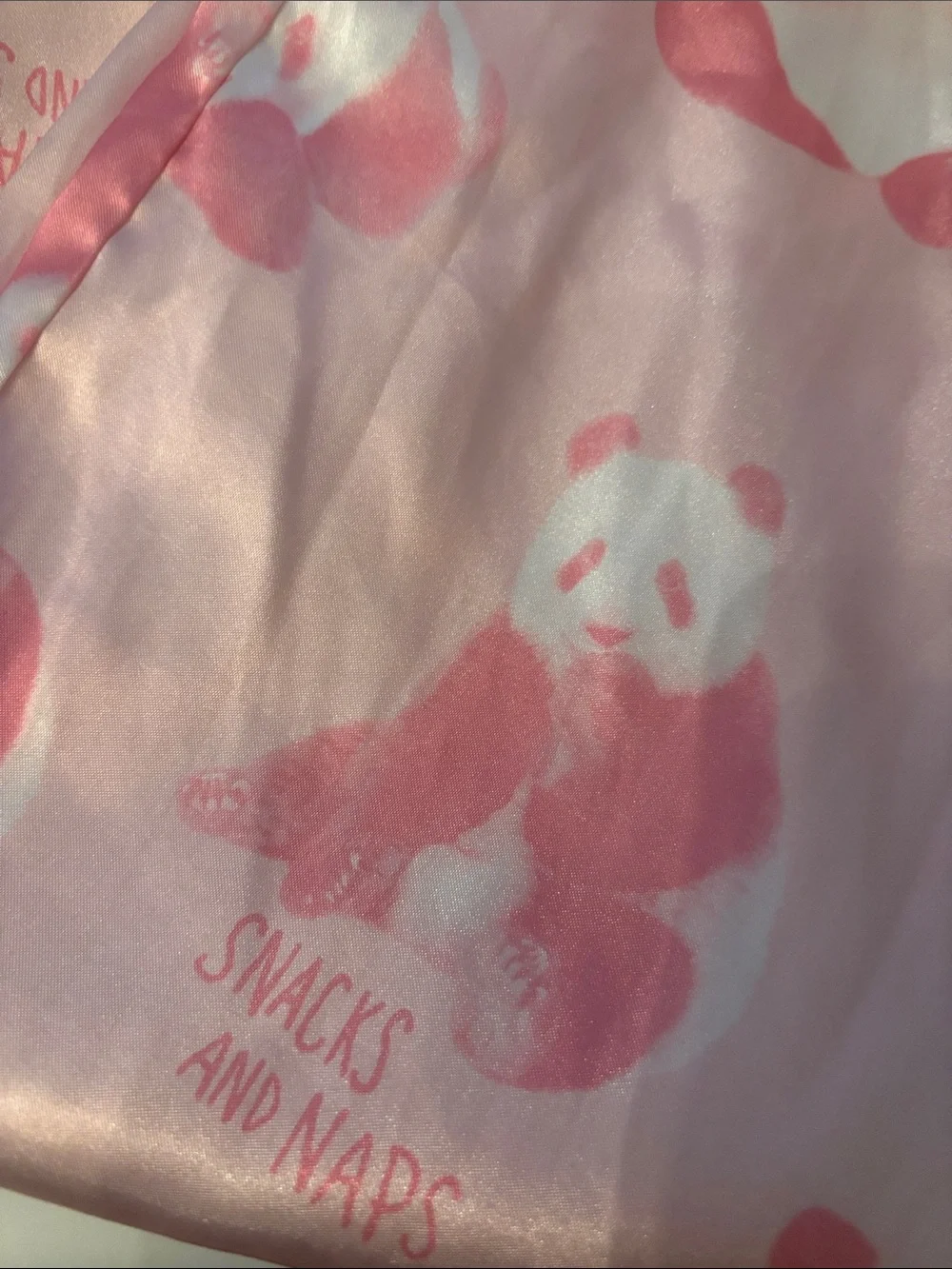 Justice Pink Satin Panda-Print Pajama Set